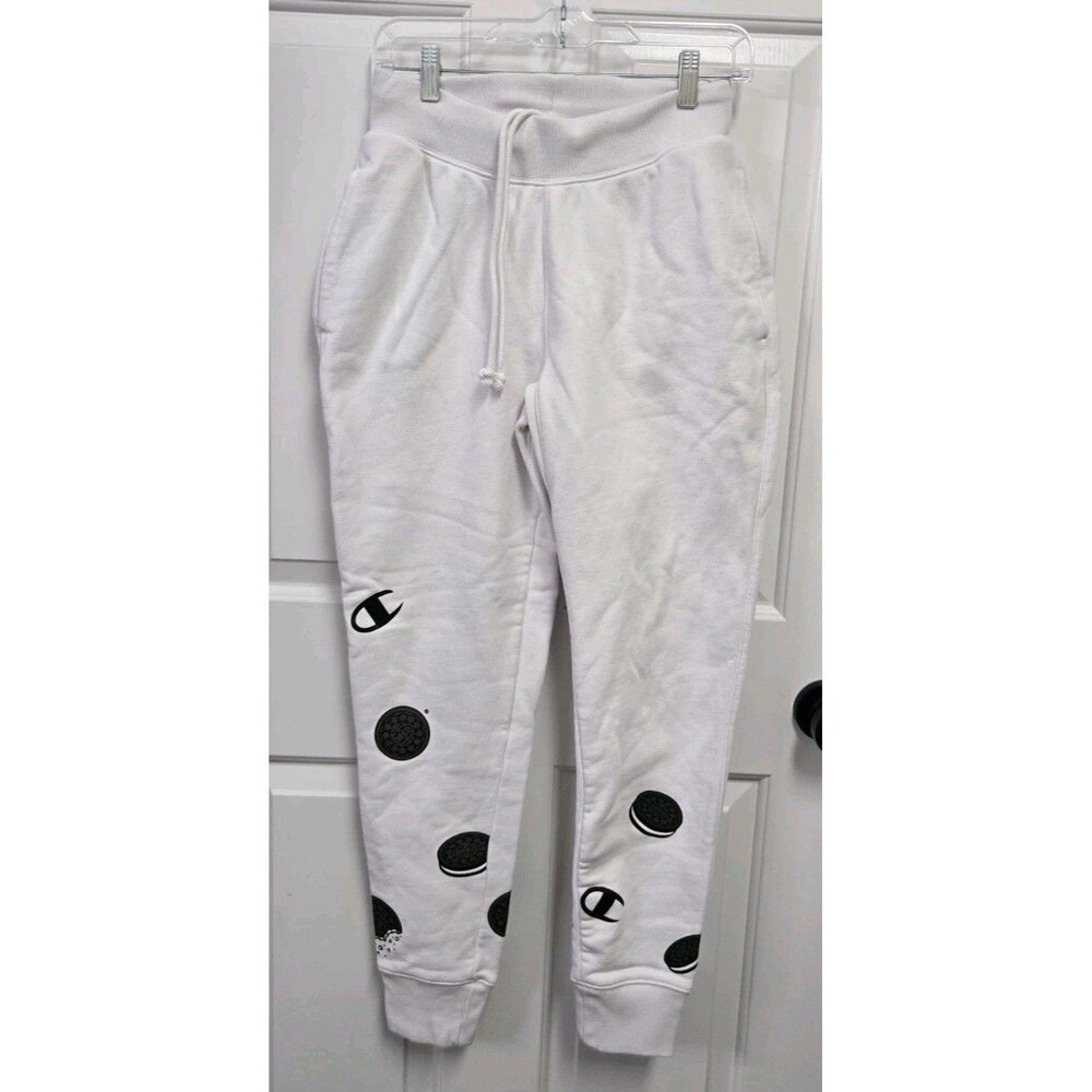 Champion Reverse Weave x Oreo White Joggers Men's Small Tossed Logo Sweatpants